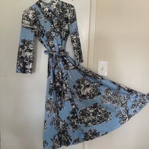 Blue belted Zara 3/4 Sleeve dress